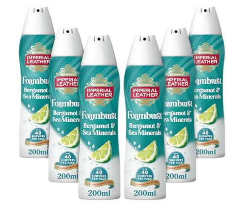 Imperial Leather Bergamot & Sea Minerals Foamburst Gel to Foam Body Wash Shower Gel Rich Foaming Body Wash with Luxury Fragrance Vegan & Cruelty Free (6 x 200ml)