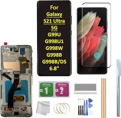 OLED Screen for Galaxy S21 Ultra LCD Screen with Frame Replacement for Samsung Galaxy S21 Ultra 5G G998U G998U1 G998W G998B G998B/DS 6.8