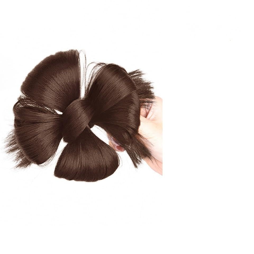 Hair Bun Synthetic Chinese Style Bun Hair Piece with Duck Billed Clip Hanfu Ancient Style Hair Extensions Scrunchies(Dark Brown)
