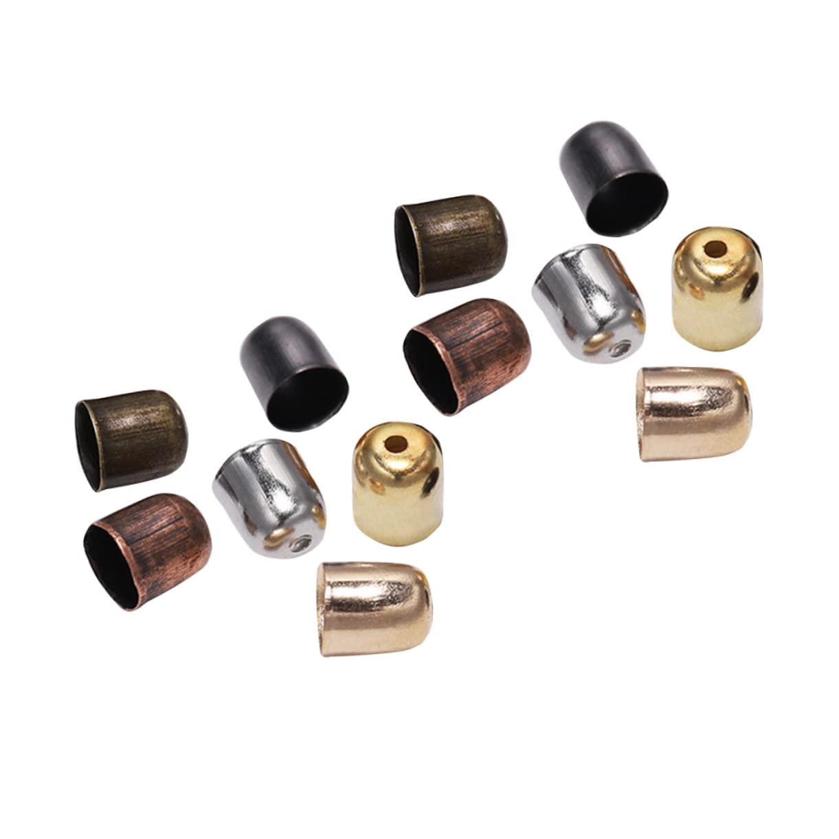 SEWACC 3 Packs Necklace End Caps Necklace Beads Stainless Steel Cord Ends Necklace Cord Ends Cord End Clasps Tube End Caps Leather Bracelets Wire Kit DIY Earring Cover Accessories Jewelry