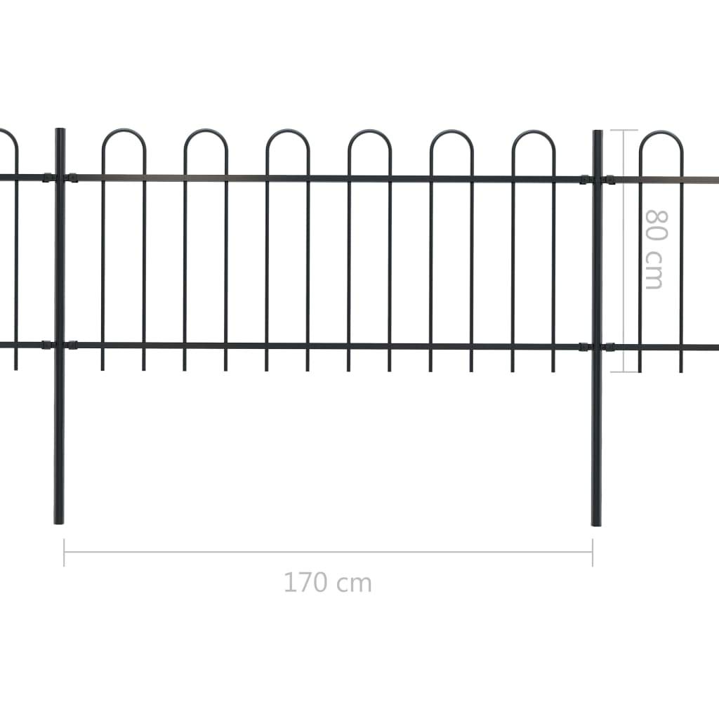 Gartenzaun mit Bügel-Design Stahl 8,5 x 0,8 m Schwarz Stahl Teichzaun Steckzaun Gartentor