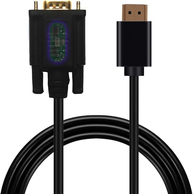 LOKEKE HDMI to VGA Cable With IC,Gold-Plated 1080P HDMI Male to VGA Male 4K Surported,No Sound Transfer(16.4FT, 5M)