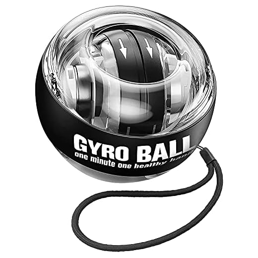 Sotf Bola de treinamento de pulso autoarranque tipo de metal Gyro bola com luzes de LED Equipamento fitness, Preto