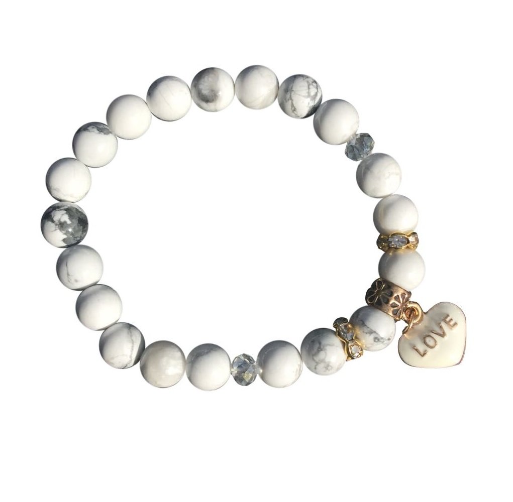 Chakra Bead Bracelet Healing Balance Meditation Calming Yoga Prayer Beads with Real Lava Stones & Natural Gemstones Jewellery for Men Women Unisex (White Turquoise/Howlite)