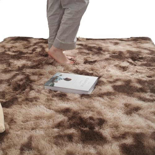 YAKINOカーペット 毛布 長方形 約 2 畳 (約 190×190cm 洗濯可能なマット 滑り止め 防音の毛布マット 柔らかい触感 四季兼用 リビング 柔らかい (ピンク,約 2 畳 (約 190×190cm) (棕色タイダイブラウン,1.6*1m)