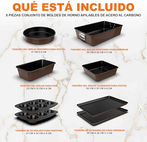 Baking set antiadherente Nutrichef moldes apilables libres de PFOA para repostería 3