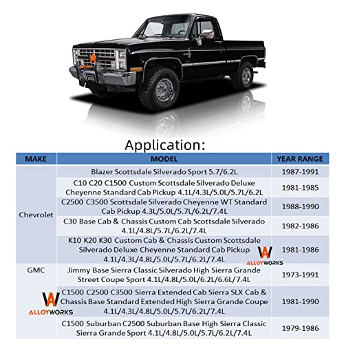 ALLOYWORKS CC716 Radiator for 1973-1991 Chevy GMC C/K/P/R/V Series Pickup Trucks Blazer Suburban Jimmy Custom Scottsdale Silverado Deluxe Cheyenne Radiators, (3 Row Core, Full Aluminum, AT)