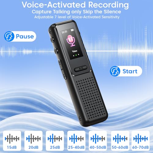 Image of Sounce 32GB Digital Voice Recorder Device with AI Noise Reduction MP3 Player Built in Mic Up to 50 Hours Audio Recording for Meetings Lectures Interviews Classes with Earphones (Black)