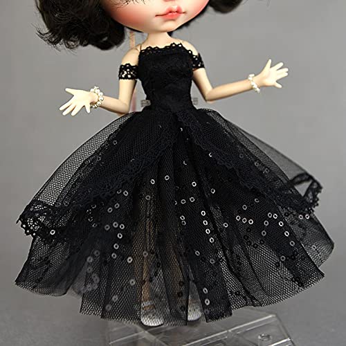Vestido De Encaje Para Muñecas Blythe Y OB24 – Modelo Elegante Con Detalles De Lace, Compatible Con Articuladas (Azul)