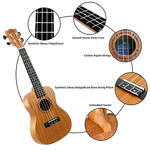 Image of EASTROCK Concert Ukulele 23 inch Mahogany Beginners Kit | Ukulele big package kit, suitable for adults and beginners, ideal for practice, daily playing, and home use
