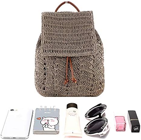 Goclothod Fashion Straw Backpack for Women Drawstring Shoulder Bag Bohemian Beach Handbags - Image 5
