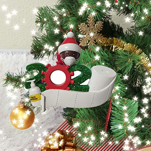 Pingente de Natal EFINNY 2021, ornamentos personalizados Covid Quarentine Survivor Family of 2 com m