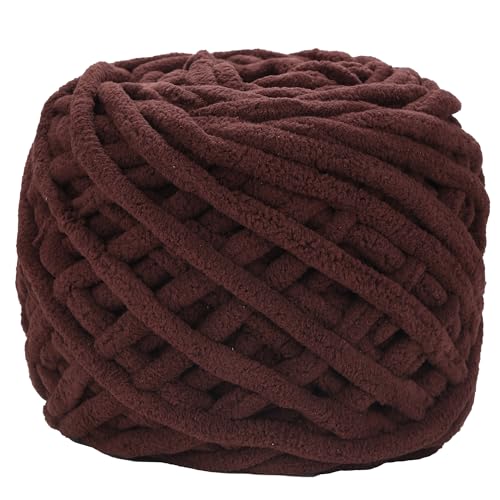Image of Plush Chenille Chunky Yarn for Crocheting 100g(54.6yd) - Bulky Thick Fluffy Yarn for Knitting- Soft Velvet for Baby, Blanket Knitting Blanket Yarns- Amigurumi Yarns(Coffee)