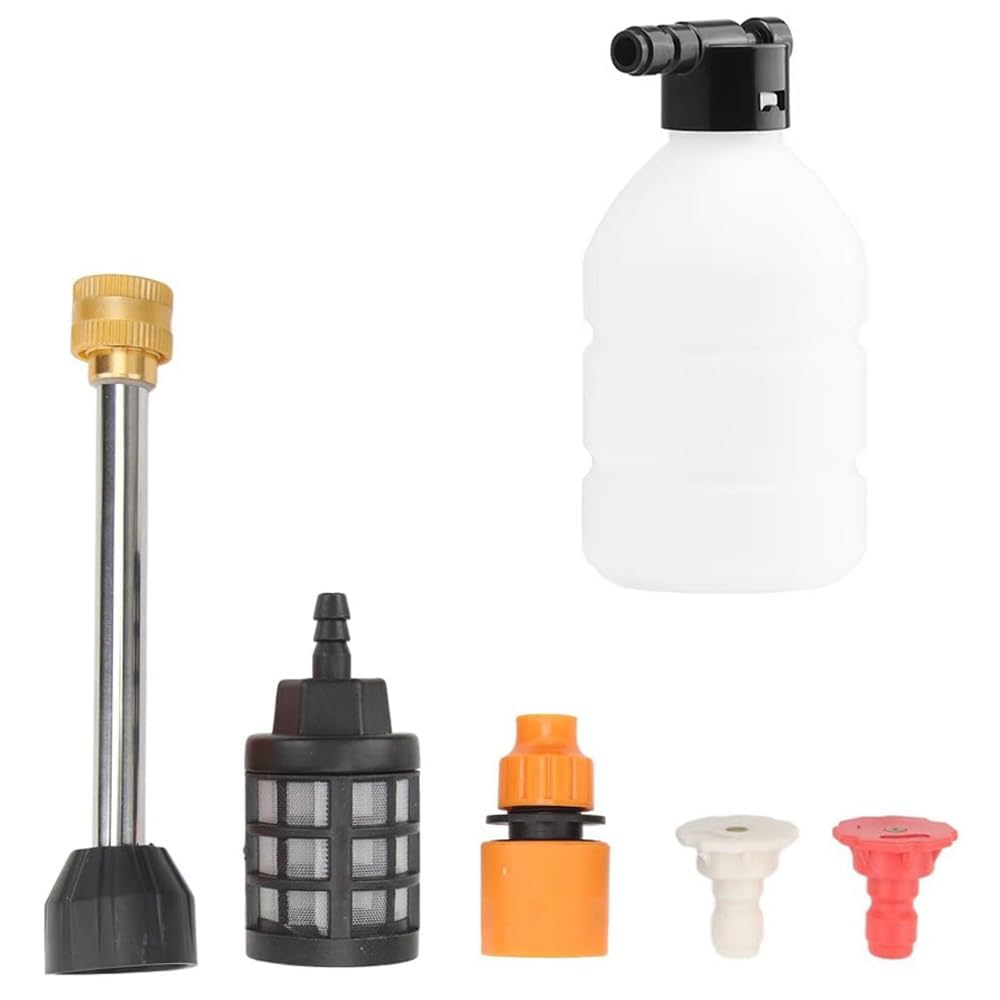 Cordless Car Washer Nozzle Accessories Full kit Package Included Dust Filter | Hose Connector | 2 Nozzles | Steel Connecting Rod | Foam Cane | Suitable for All Kinds of Cordless Pressure Washer