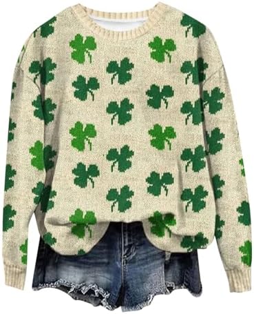 SMIDOW St. Patricks Day Shirts For Women Long Sleeve Crewneck Irish Sweatshirts Oversized Saint Pattys Pullover Tops