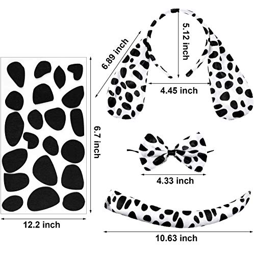Willbond Dalmatian Dog Ear Headband, Bow Tie, Tail Set With 4 Sheets Adhesive Felt Circles Felt Pads For Halloween Diy Projects Costume Party Decorations Supplies thumb #1