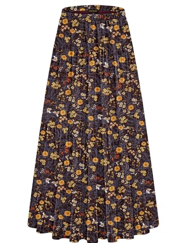 Image of NASHALYLY Women's Chiffon Elastic High Waist Pleated A-Line Maxi Skirts