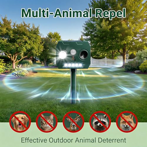 Image of Cat Repellent Outdoor Solar Animal Repeller Motion Activated Deer Repellent Device Humane Dog Racoon Squirrel Deterrent for Garden Yard Farm Waterproof (Mint Green)