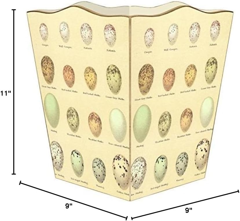 Marye-Kelley-Pale Eggs Wastepaper Basket, Wastebasket, Decoupage Wood, Decorative Wastebasket for Kitchen, Bathroom, Bedroom, Living Room, Handmade, Made in The USA