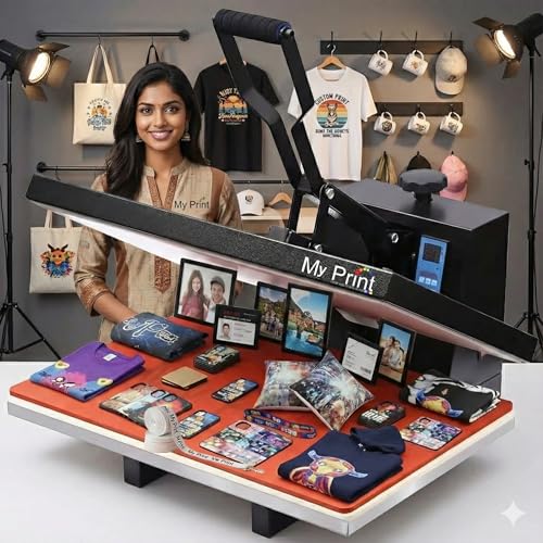 Image of MY PRINT | 15x15 Inch Heat Press Machine | Heavy Duty Multifunction Sublimation & DTF Printing Machine | T-Shirt Printing Machine | for [DTF] [Sublimation] [Vinyl] Printing Business Supply Product [Teflon Attached]