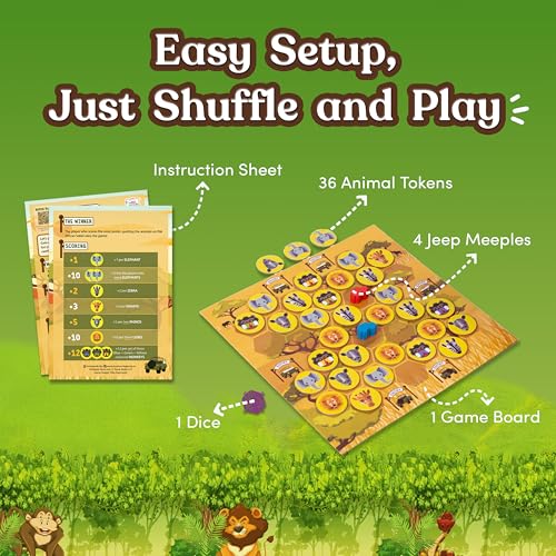 Image of Let's Go Safari Board Game | for Boys, Girls Aged 6 Years & More | Strategy Games | Fun Games for Families | Travel Friendly | Kids Educational Toys | Gift for Children | Pack of 1