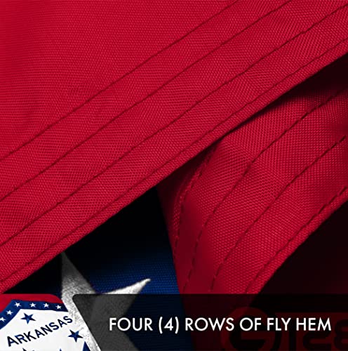 G128 Arkansas State Flag | 3X5 Ft | Double Toughweave Series Double Sided Embroidered 210D Polyester | Embroidered Design, Indoor/Outdoor, Brass Grommets, Heavy Duty, 2-Ply #TOP5