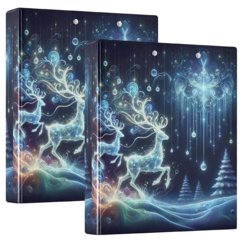 Classeur 3 anneaux en D renne de Noël bleu pour école et bureau