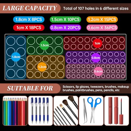 Image of Acrylic Paint Brush Holder 105 Holes Clear Paintbrush Holder Organizer Artist Brush Holder Paint Brush Stand Rack for Pens Pencils Artist