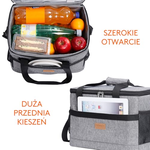 Lifewit Cooler Bag 20L Składana i Izolowana Duża Torba Lunchowa Izolowana Przeciekowa Miękka Chłodnica Przenośna do Kempingu/Grilla/Rodzinnych Zajęć na Świeżym Powietrzu, Szary