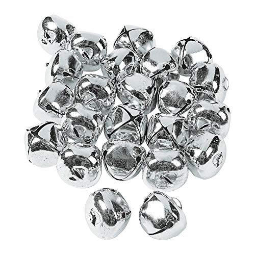 Large Silver Jingle Bells - 24Pcs - DIY Craft Supplies and Christmas Home Decor