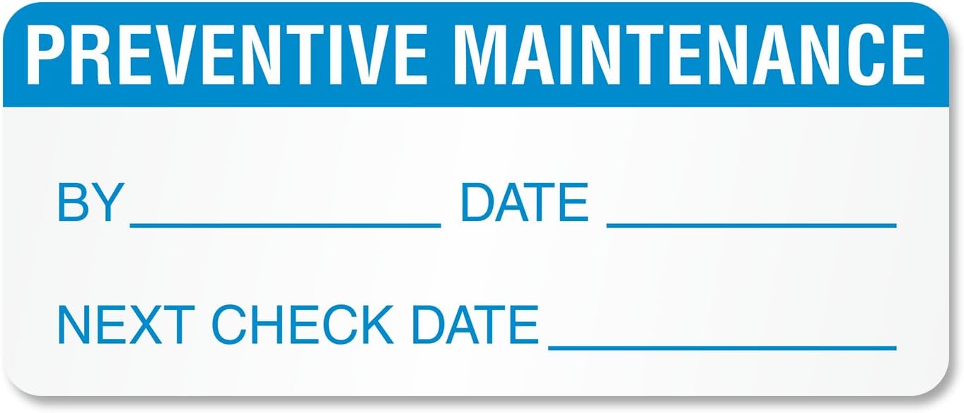 SmartSign Preventive Maintenance Labels in Dispenser Box| Pack of 350, 0.625" x 1.5" Adhesive Vinyl Stickers, Made in USA