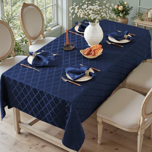 Larponder Tablecloth Rectangle, Jacquard, 60" x 102", Navy Blue by Larponder - Used condition - Image 3
