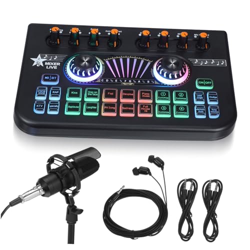 Mezclador de audio SHINEOFI con cambiador de voz para transmisiones y juegos