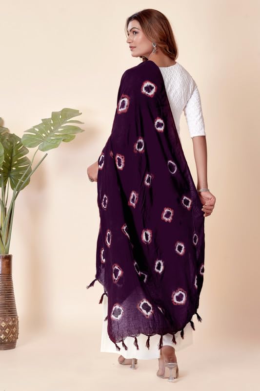 Image of Traditional Bandhani Dupatta for Women Soft Cotton Blend with Tie-Dye Print and Elegant Design for Ethnic