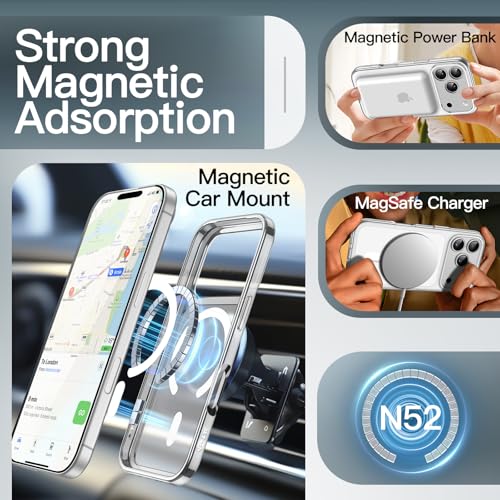 Image of JETech Magnetic Case for iPhone 17 Pro Max 6.9-Inch Compatible with MagSafe, Translucent Matte Back Slim Minimalist Shockproof Phone Cover (Frosted Clear)