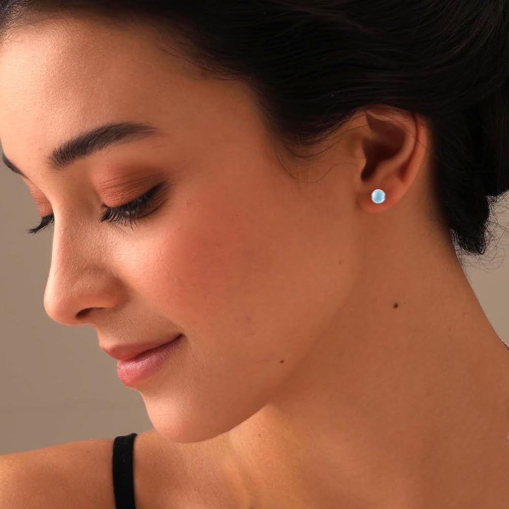LeCalla 925 Sterling Silver Gemstone Stud Earrings | Heart Stud Earring | Lightweight Halo Heart Stud Earrings for Women