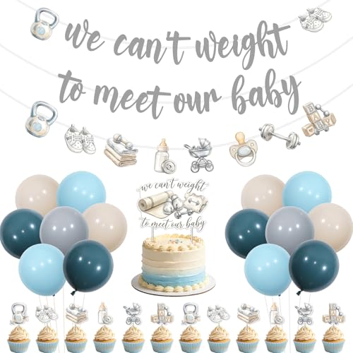Banderole de fête prénatale bleu gris : la solution pour une décoration de buffet réussie