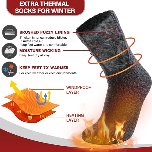 Image of 3 Pairs Warm Thermal Socks for Women & Men Winter Ski Thick Boot Insulated Socks for Cold Weather