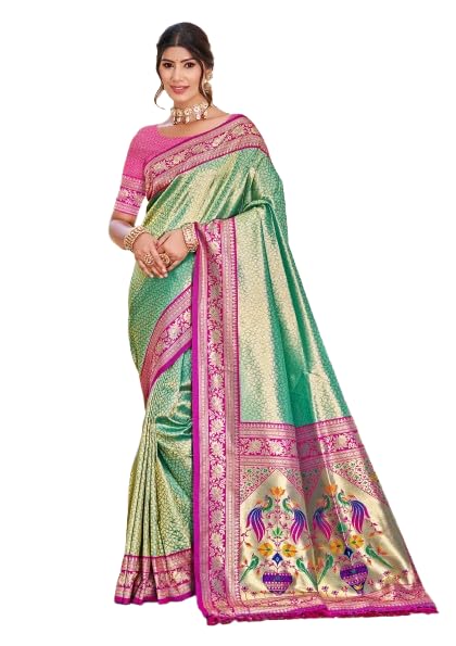 sangam prints Green Color Kanjivaram Silk Woven Work Traditional Saree-picture-39