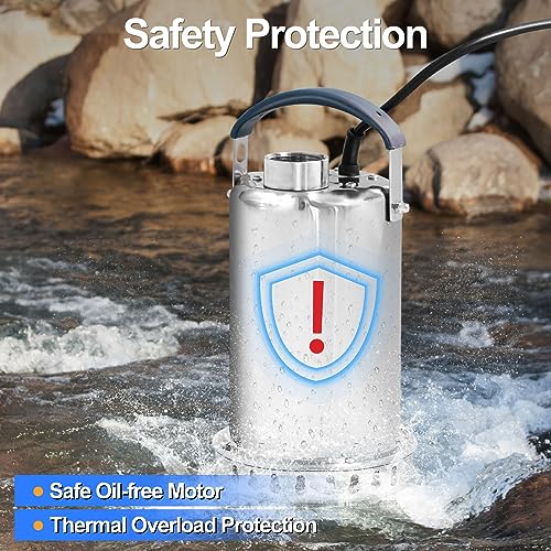 Image of Submersible Sump Pump Stainless Steel Water Pump 1HP 3700GPH
