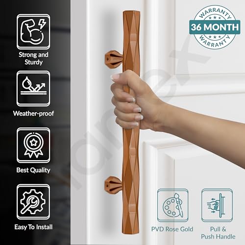 Image of Plantex Door Handle /200mm Main Door Handle for Wooden Door /Pull-Push Handle for Main Door /Door Accessories - Pack of 1 (611, PVD Rose Gold)