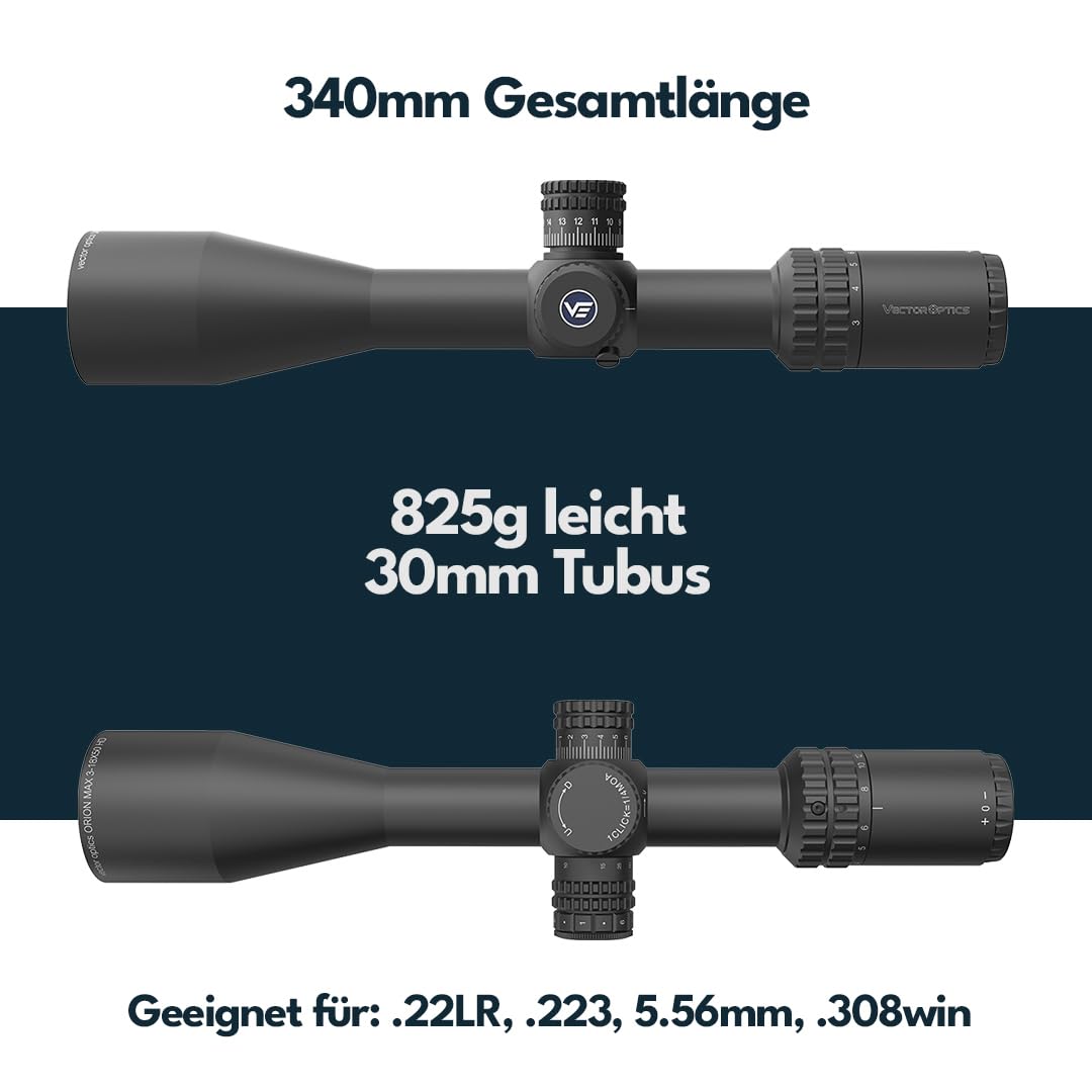 Vector Optics SCOL-57 Orion Pro Max 3-18 x 50 HD SFP celownik do uprawiania sportu, airsoft i polowania, wiatrówka celownicza, celownik karabinowy, zakres Rifle, obszerne akcesoria