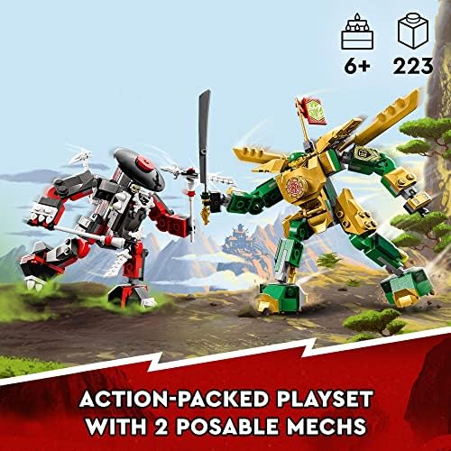 LEGO NINJAGO Lloyd’s Mech Battle EVO Building Set 71781, with 2 Action Figures, 2 Posable Ninja Action Figures to Build, Ninja Toy for Kids Ages 6+ with Bone Warrior and Golden Lloyd Minifigures 2 51Zkad3AzfL. AC