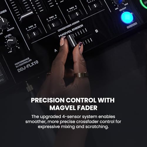 Image of Pioneer DJ DDJ-FLX10 4-Channel Professional DJ Controller - Black Bundle with Carrying Case, HDJ-CUE1 Headphones, XLR Cable, and Austin Bazaar Polishing Cloth