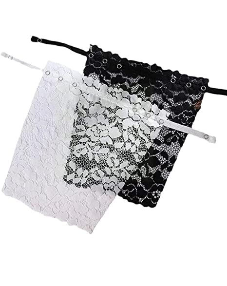 shophousses street Women's Cotton Clip-on Mock Lace Camisole Cami Secret Round Shape LACE and Cotton Fabric (White and Black, Free Size)-picture-20