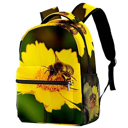 Sac à dos de voyage motif abeille sur fleur, le cadeau idéal pour fille et garçon