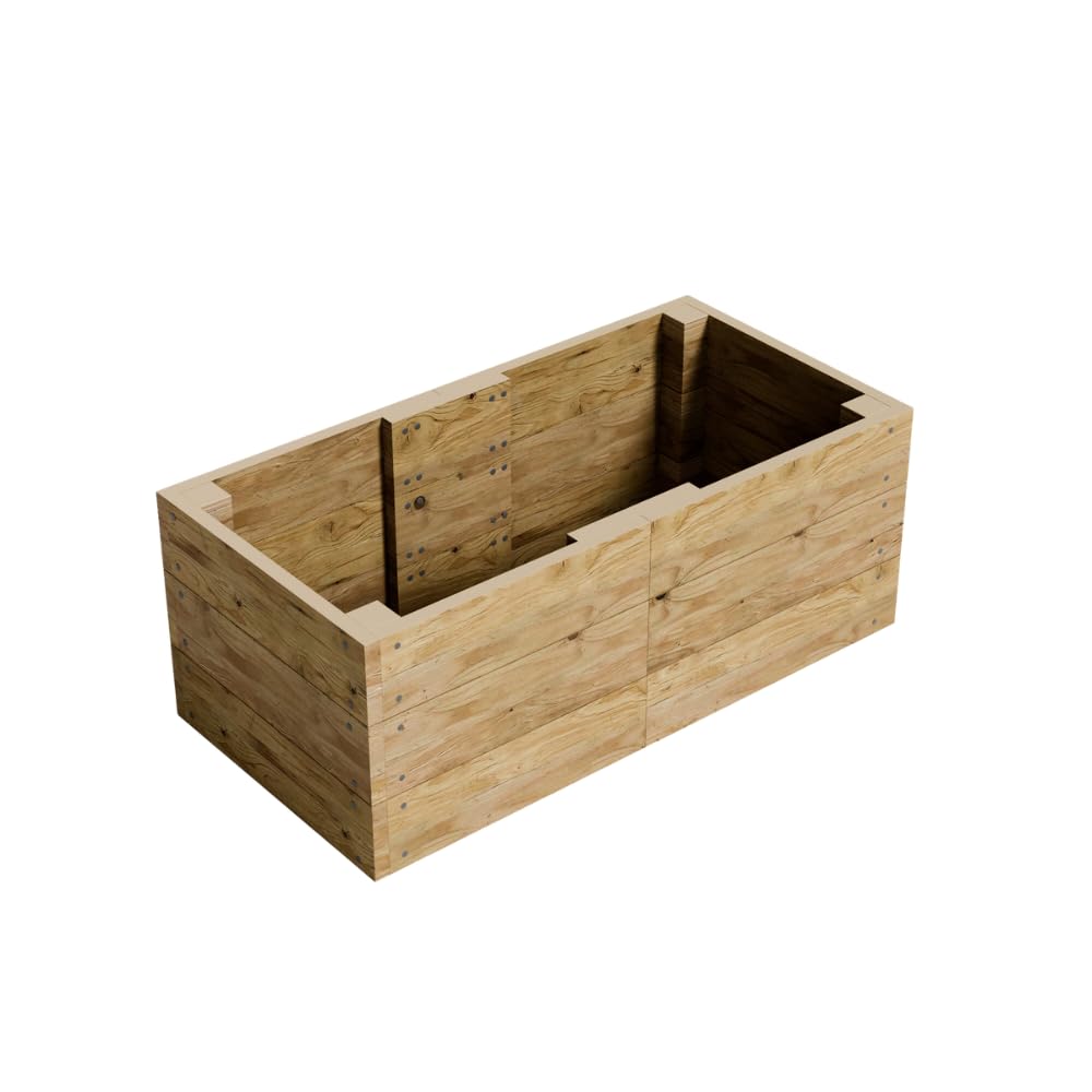 Conka Garden - Wooden Raised Bed Kit - Large Garden Planters for Vegetables, Herbs, Flowers – Start Growing Plants Earlier & Better - Durable & Resistant FSC Treated Timber 60cm L x 120cm W x 46cm H