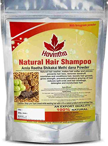 Natural Hair Shampoo for Hair 8 oz, AMLA REETHA SHIKAKAI POWDER (Phyllanthus emblica,Sapindus mukorossi,Acacia concinna),Product of Havintha, 227g