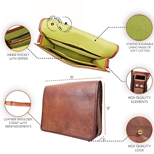 Odious Art - Leather Messenger Bag | | Vintage Bag | Laptop For Men | Crossbody Shoulder Computer College/Office Satchel Bag For Man & Women #TOP6