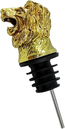 Tapón y vertedor de vino con forma de cabeza de león, tapa creativa de botella de vino dorado para fiestas en el hogar, se adapta a botellas de vino